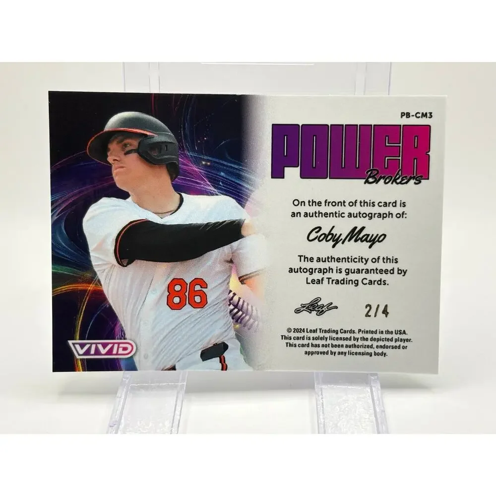 2024 Leaf Vivid Coby Mayo Power Brokers Green Lava Auto 2/4 SSP Orioles